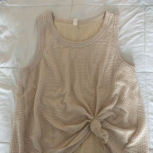 Cream Waffle Pattern Tank Top